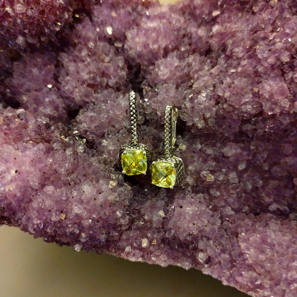Citrine earrings set in palladium